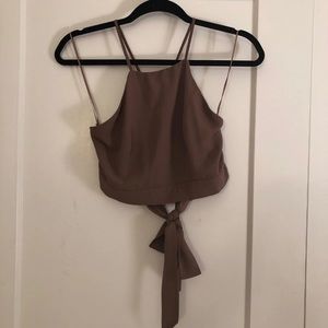 Taupe chiffon halter crop Top